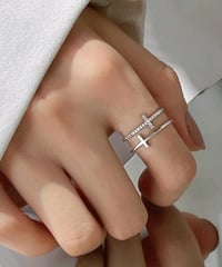 Image 2 of 1pc Double Layer Cross Adjustable Ring