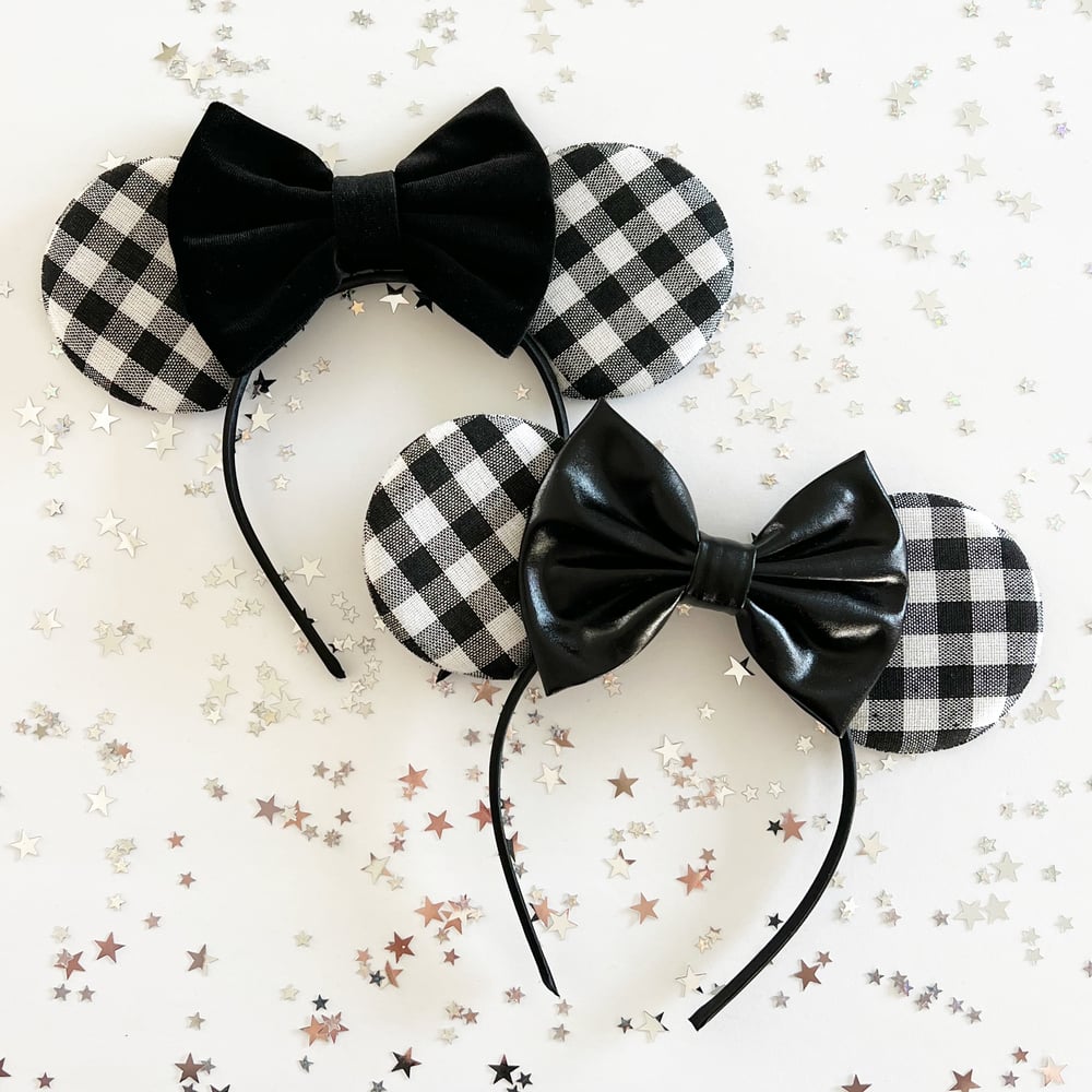 Image of Black and White Gingham Mouse Ears