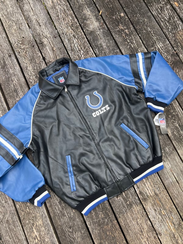 Image of Indianapolis Colts NFL Football Men’s Jacket Coat Faux Leather (Large) 