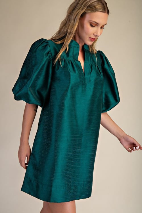 Image of Green Puff Sleeve Dress 