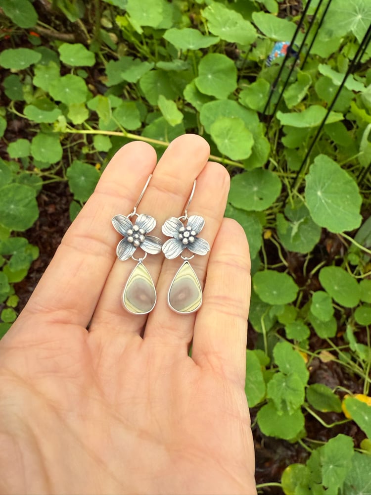 Image of Dogwood Flower Imperial Jasper Dangle Earrings