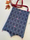 Image of Blue Tapestry With Red Buttons Zippertop Crossbody Strap Purse