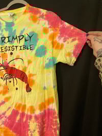 Image 3 of LARGE  Shrimply Irresistible Blacklight Reactive Tie Dye Shirt 4