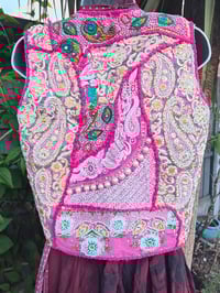 Image 10 of Mykonos Jewelled Waistcoat -Pink Green 6-8 uk