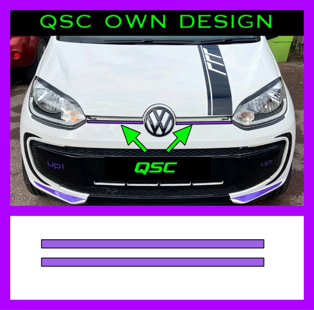 X2 Vw Up! Front Grill Effect Strip Stickers | QsCustom