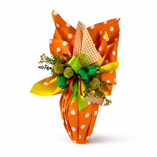 Uovo di Pasqua Artigianale di Cioccolato Fondente o al Latte - Arancione a pois bianchi