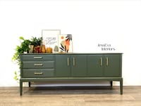 Image 1 of Mid Century Modern Vintage Beithcraft Sideboard / Drinks Cabinet / TV Cabinet painted in green