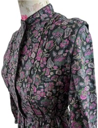 Image 9 of Vintage Floral Dress Winter Colours Day Purple Black Green UK Size 6-8