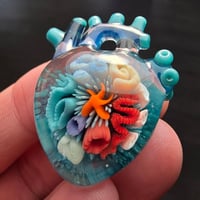 Image 3 of LARGE "MY HEART BELONGS TO THE SEA" ANATOMICALLY CORRECT HEART PENDANT 29