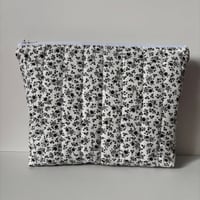 Image 2 of Black Floral Handmade Quilted Makeup Bag 