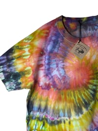 Image 4 of XL Adult Combed Cotton Tee in Bright Spiral Ice Dye