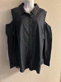 Image 3 of New Large D& Co Open Shoulder Denim Top #1252*10