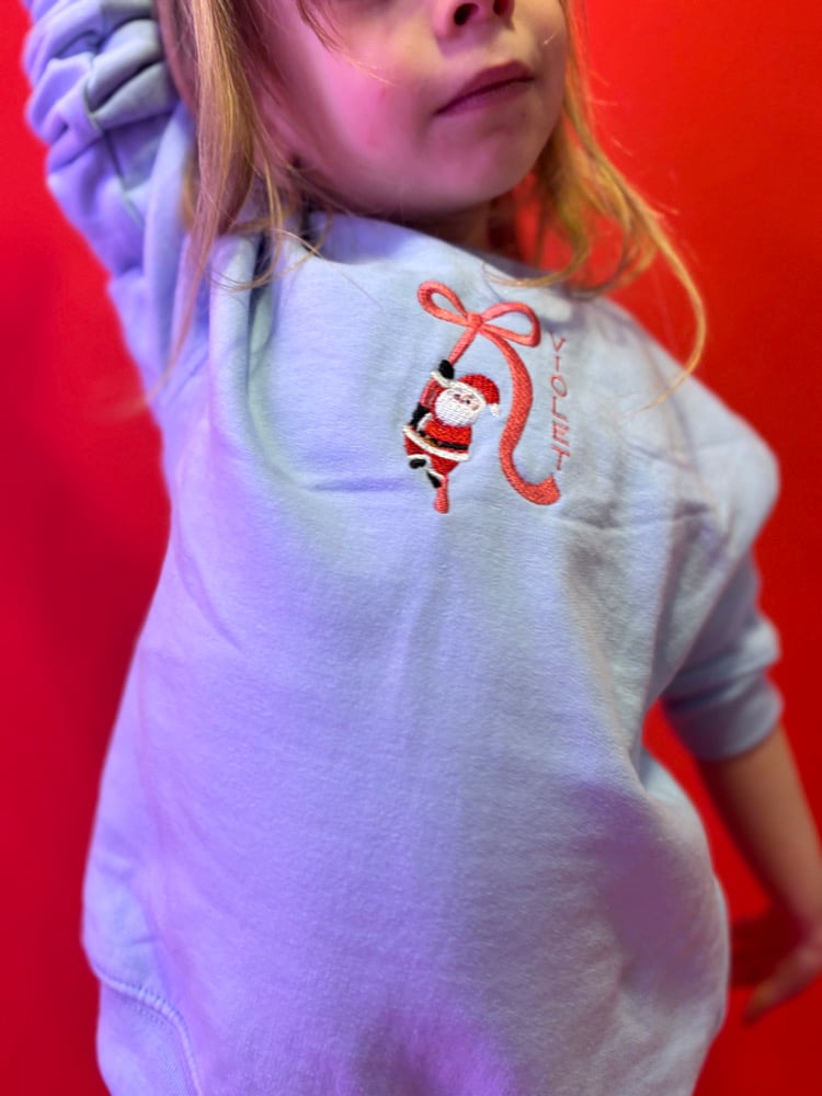 Image of Children’s Custom embroidered Santa bow sweater 