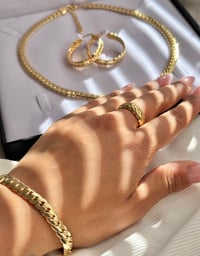 Image 2 of Stainless Steel Heart Necklace, bracelet, earring, ring set for women.