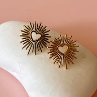 Image 5 of Heart Burst Studs - Gold
