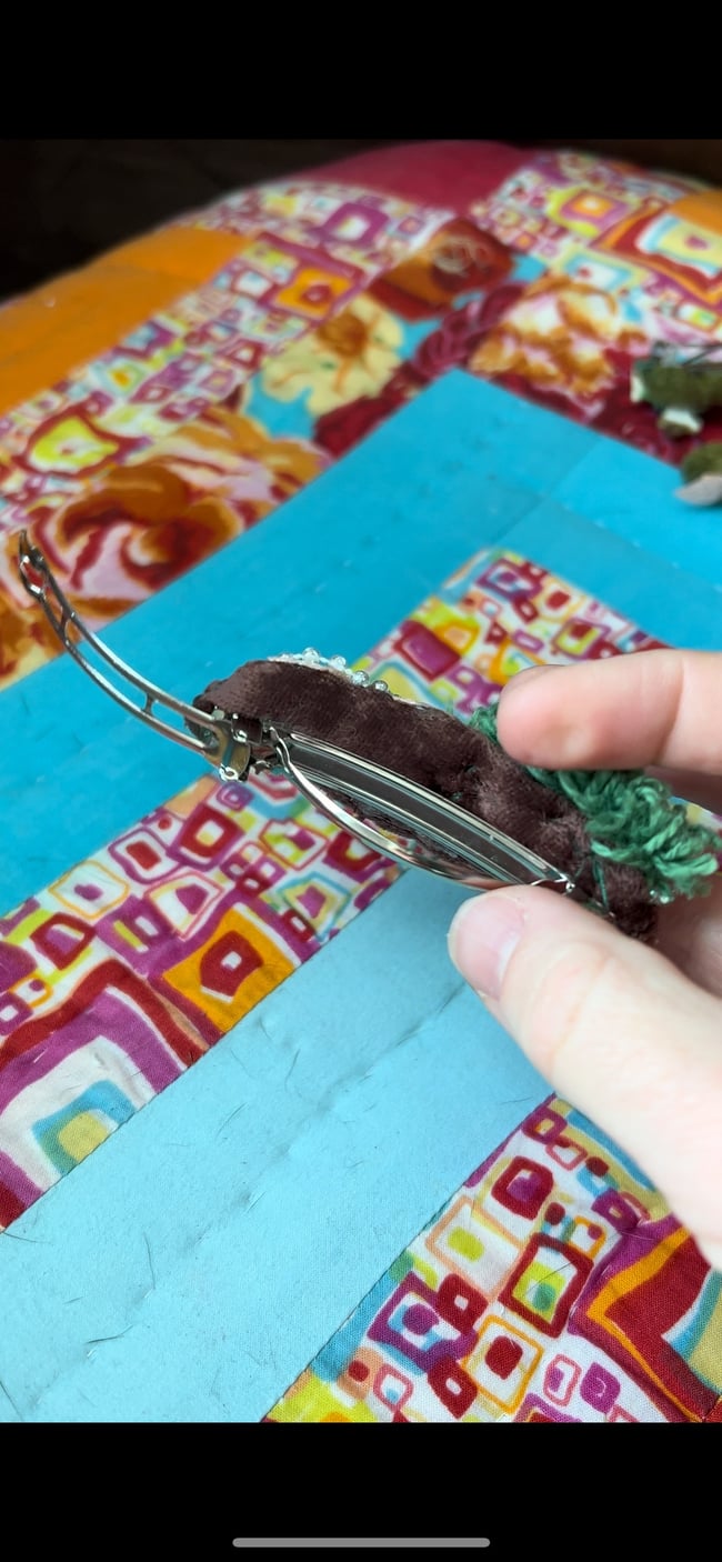 "Froggie Bubbles" Upcycled Barrette