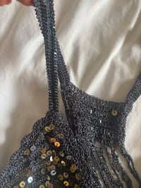 Image 6 of Vintage Y2K grey crochet beaded and sequin racer back cami