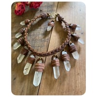 Image 2 of The Empress Necklace XL - Clear Quartz and Kodiak Brown Leather