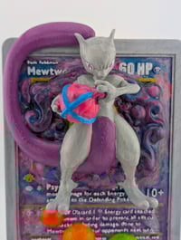 Image 3 of Mewtwo Pokemon TCG Card Handpainted 3D Wall Art