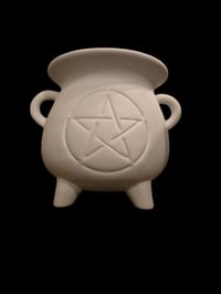 White ceramic pentagram cauldron wax melt burner 