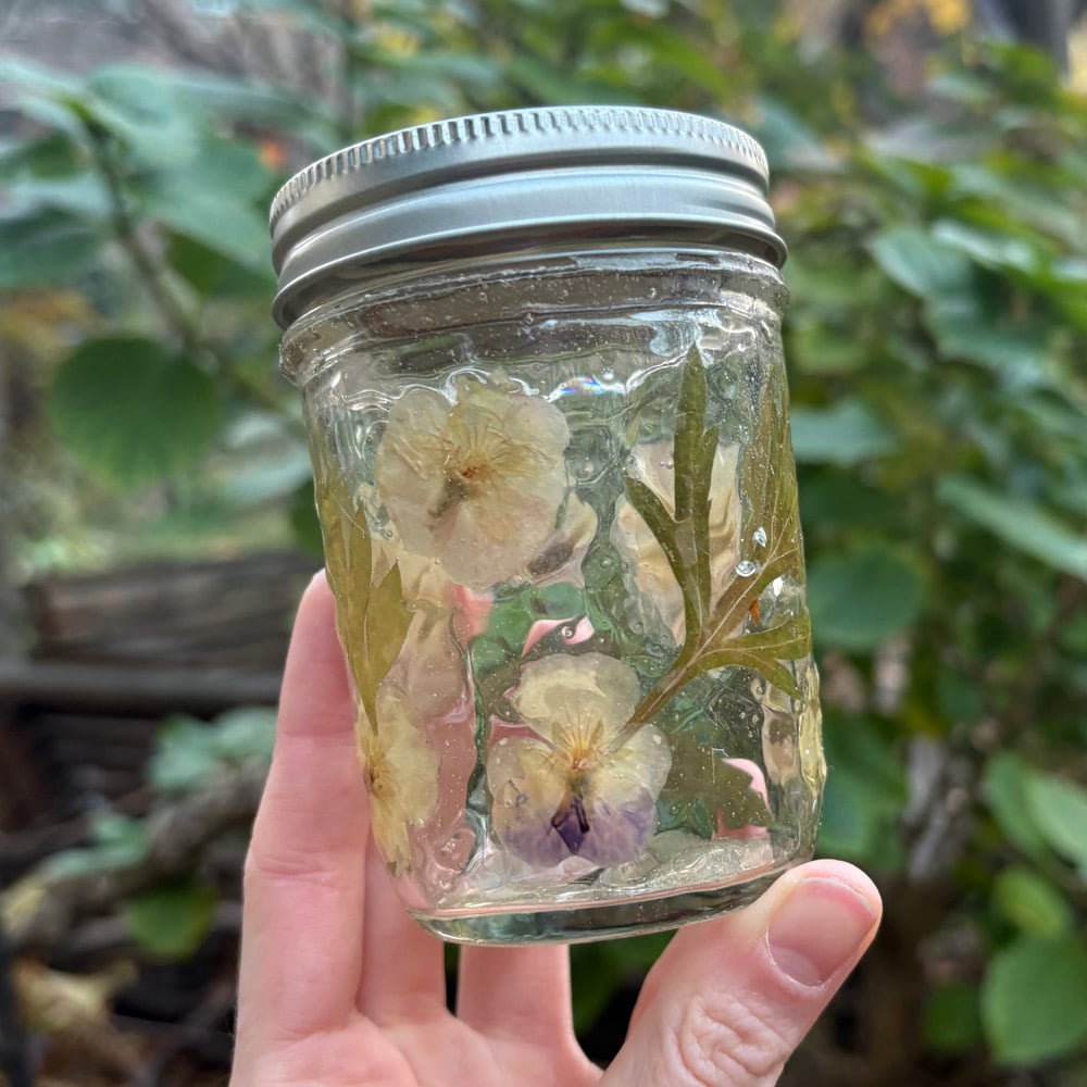 Image of floral 8oz pansy jar