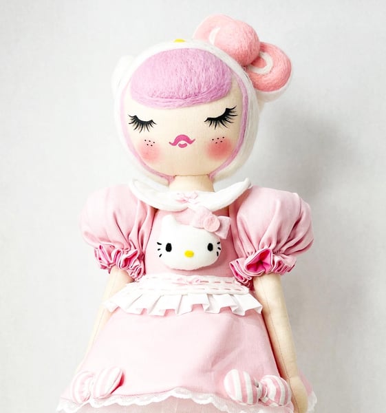 Image of RESERVED FOR REBECCA Medium Art Doll Hello Pink