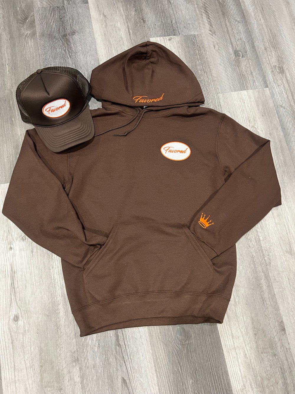 Image of FAVORED Chocolate Hoodie w/ Trucker Hat