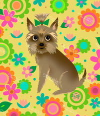 Image 1 of Mod Flower Yorkie Full Size Diamond Painting by Miss Fluff