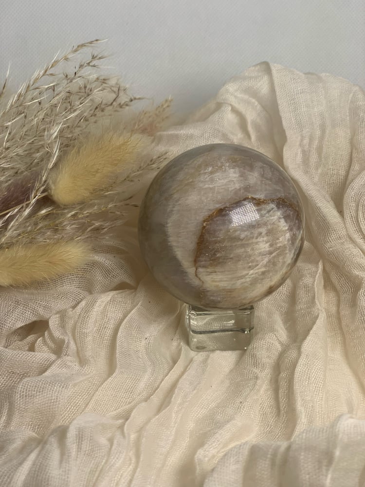 Image of Moonstone w/ sunstone sphere 