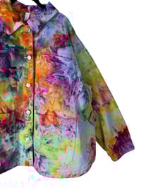 Image 11 of 1X PLUS 100% Cotton Oversized Chore Coat in Spring Bloom Watercolor Ice Dye