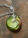 Green and Gold Swirl Pendant Necklace