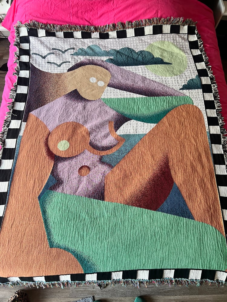 Nude on beach throw Image 4