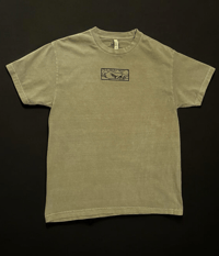 Image 1 of Embroidered Vintage Tee Black on Washed Olive Green