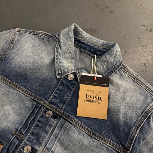 Image of BNWT SS 24 Palace x Evisu Dice Denim Jakcet, size medium