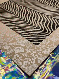Image 3 of Original Lino Print - Waves 1 - Beige Brocade