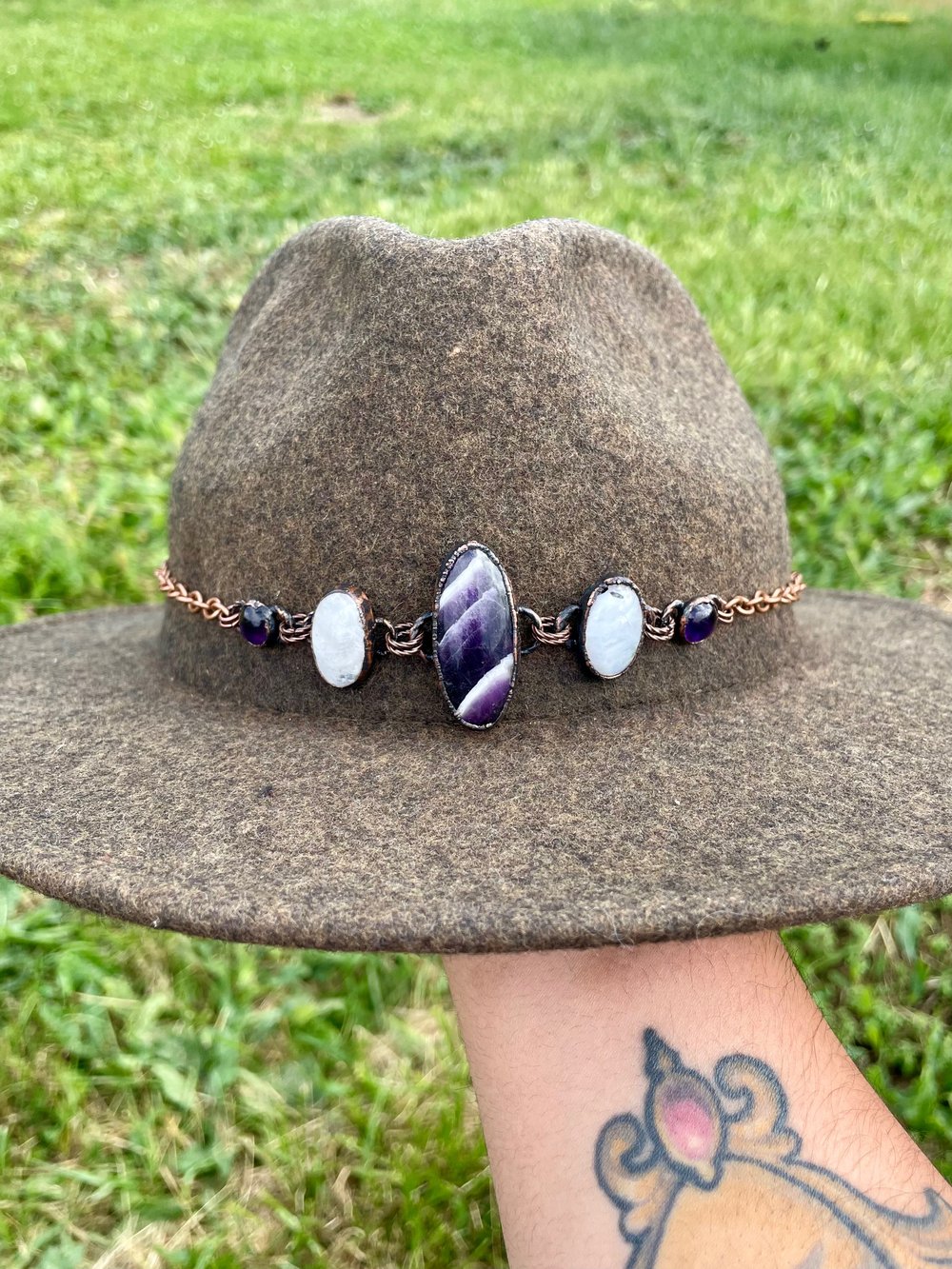 Amethyst and Moonstone Hat Band