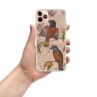 Image 2 of Antique Illustration Robins and Flowers Colorful Sepia Clear Case for iPhone®