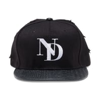 Image 1 of Black Distressed Snakeskin SnapBack