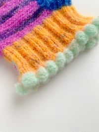 Image 3 of Sofie and Iris Striped Dark Purple, Dark Pink, Strong Orange, Blue and Mint Mohair Bubble Balaclava