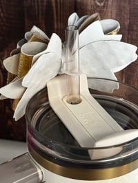 Image 4 of Starlight Shimmer Cream, Brown, and Gold Star Tumbler Straw Topper Bow