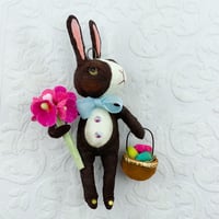 Image 1 of Chocolate Dutch Rabbit with Basket of Eggs and Florals