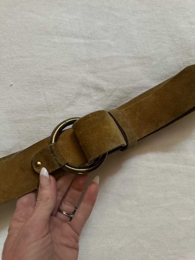 early 1970s golden suede "O" ring belt