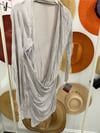 GREY LONG SLEEVE DRAPE BACK TOP  