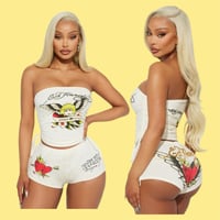 Image 1 of Ivory Ed Hardy Tube Short Set