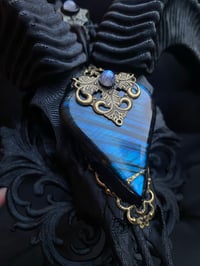 Image 3 of Ram skull with blue labradorite 
