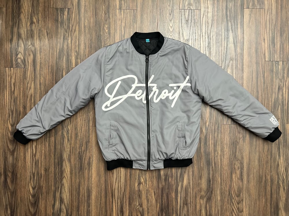 Image of Grey Detroit Printed Bomber Jacket