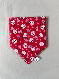 Image 4 of Ladybird Valentine Reversible Dog Bandana - Handmade Cotton Love Bug Bandana