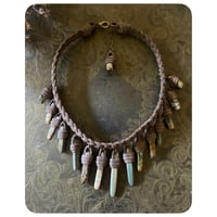 Image 2 of The Empress Necklace - Mixed Jaspers and Dusty Brown Leather Deux