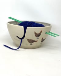 Image 1 of Large HEN Decorated Yarn Bowl 