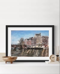 Image 1 of Amsterdam framed watercolour A4 in A3 frame